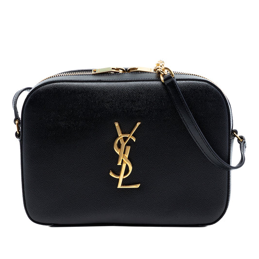 Saint Laurent Medium Grain De Poudre Classic Monogram Camera Bag