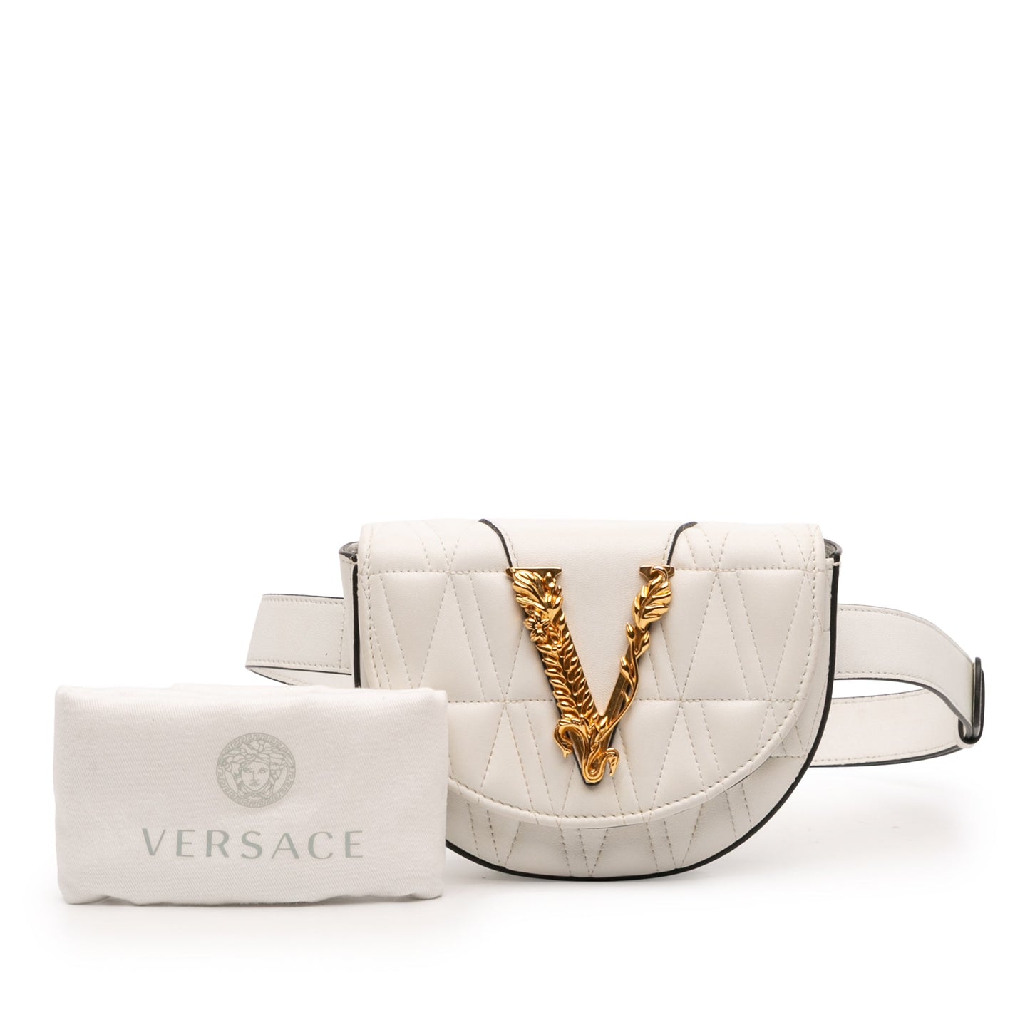 Versace Quilted Nappa Virtus V Crossbody Belt Bag