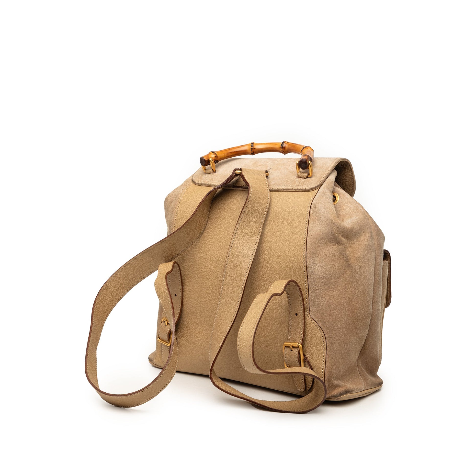Gucci Suede Bamboo Drawstring Backpack
