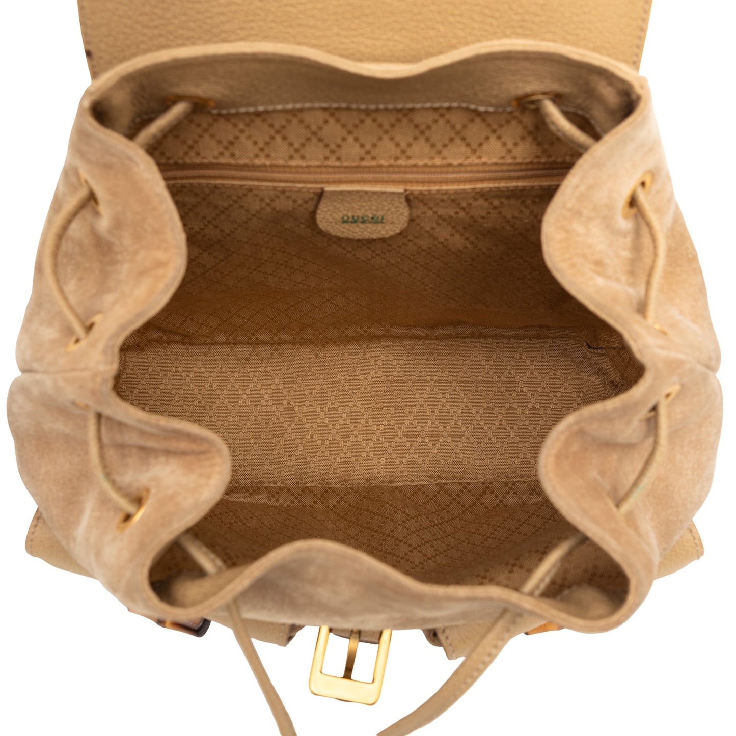 Gucci Suede Bamboo Drawstring Backpack