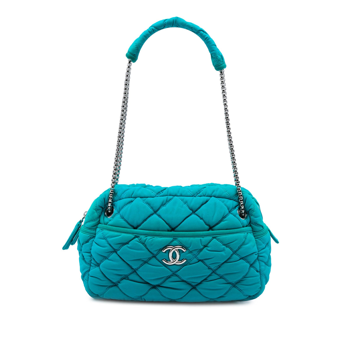 Chanel Quilted Nylon Bubble Shoulder Bag — Blue