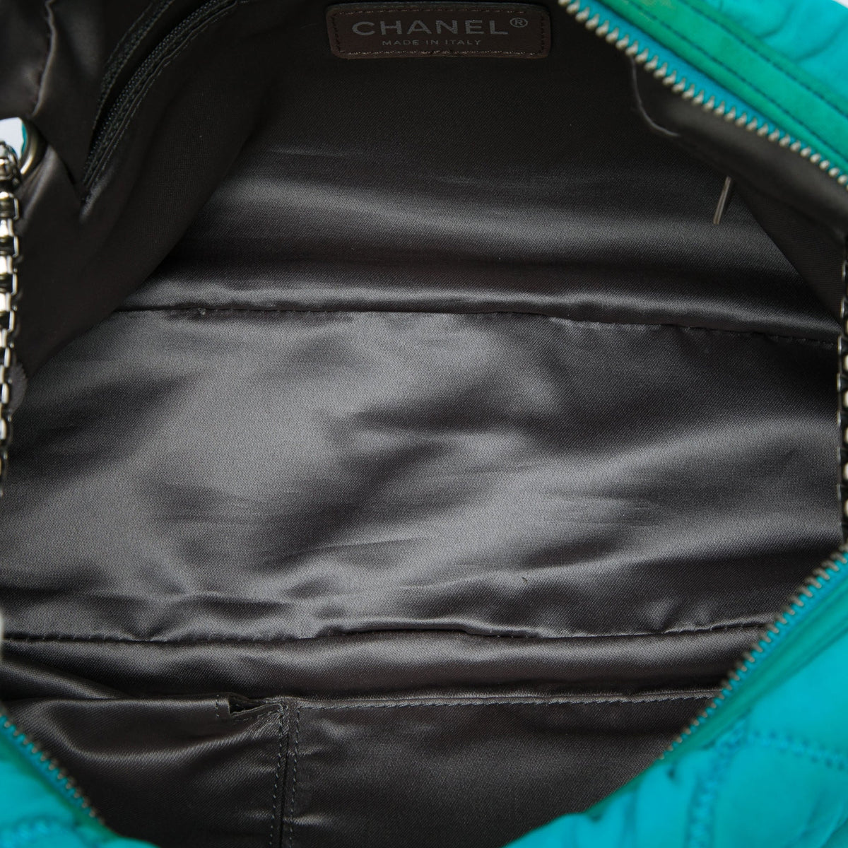 Chanel Quilted Nylon Bubble Shoulder Bag — Blue
