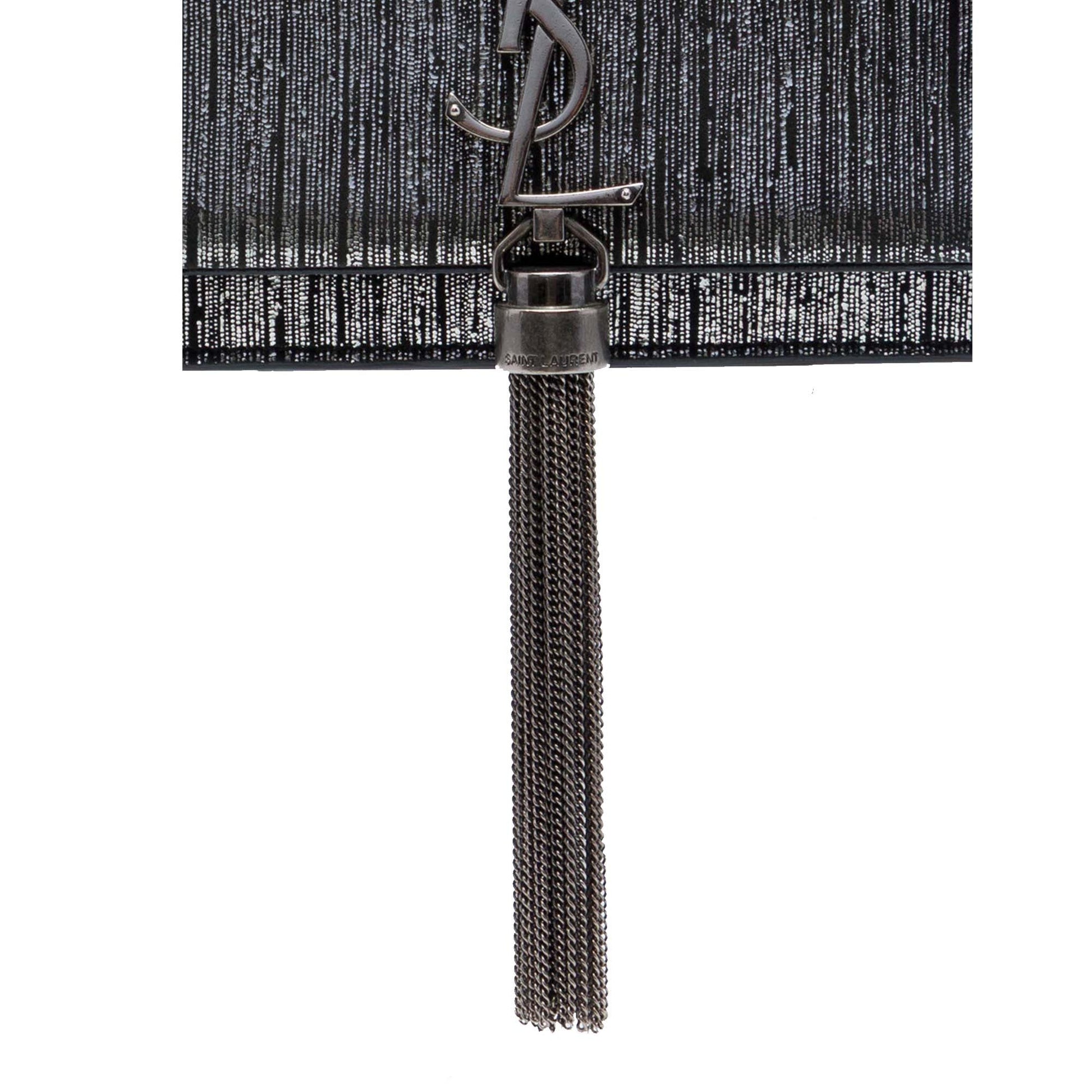 Saint Laurent Metallic Suede Monogram Kate Tassel Wallet on Chain