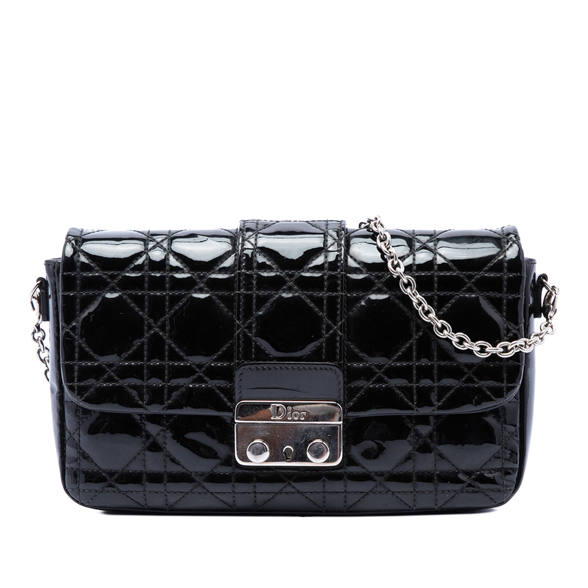 Dior Patent Cannage Miss Dior Promenade Crossbody — Black