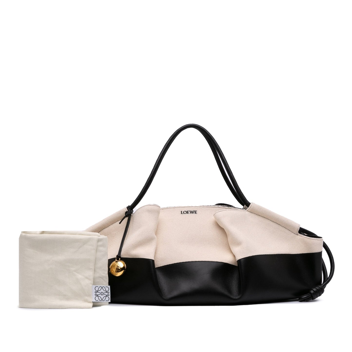 LOEWE XL Shiny Calfskin and Canvas Paseo Satchel