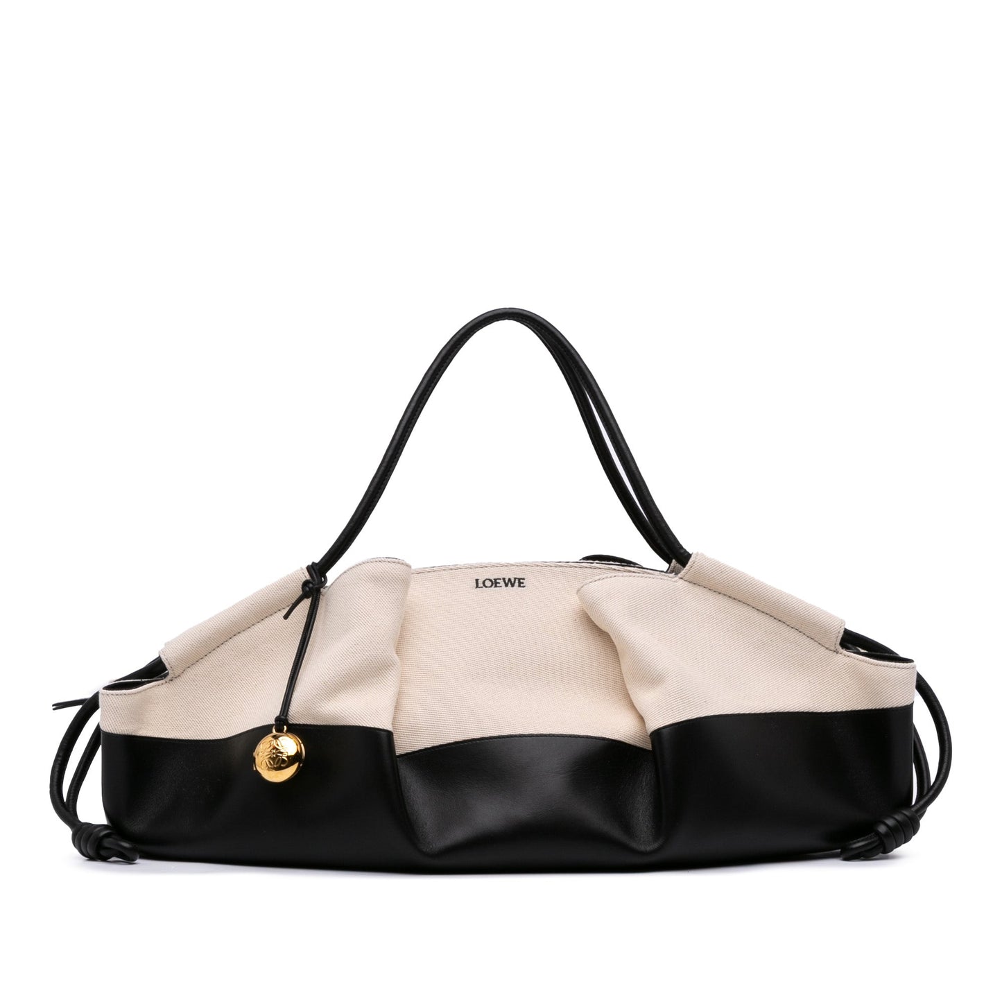 LOEWE XL Shiny Calfskin and Canvas Paseo Satchel