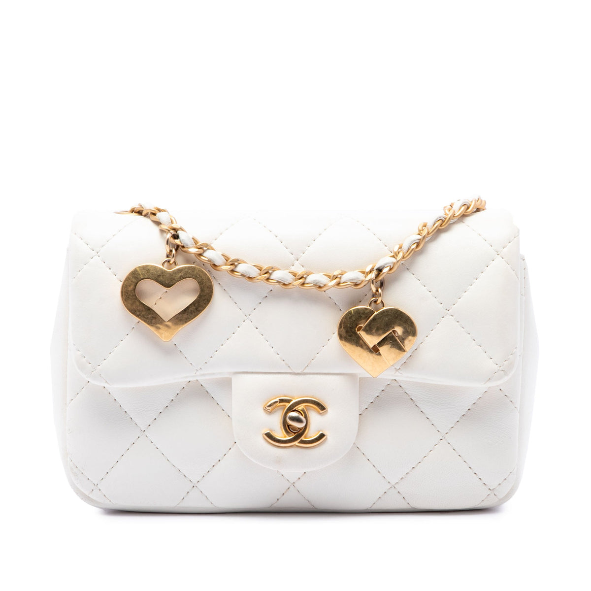 Chanel Mini Rectangular Quilted Lambskin Heart Charms Flap