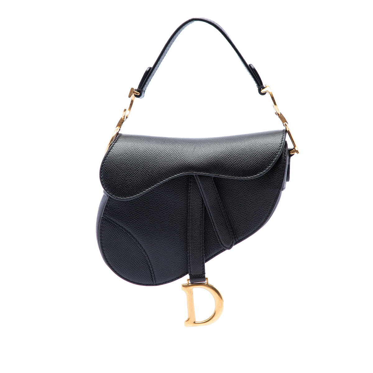 Dior Mini Grained Calfskin Saddle — Black