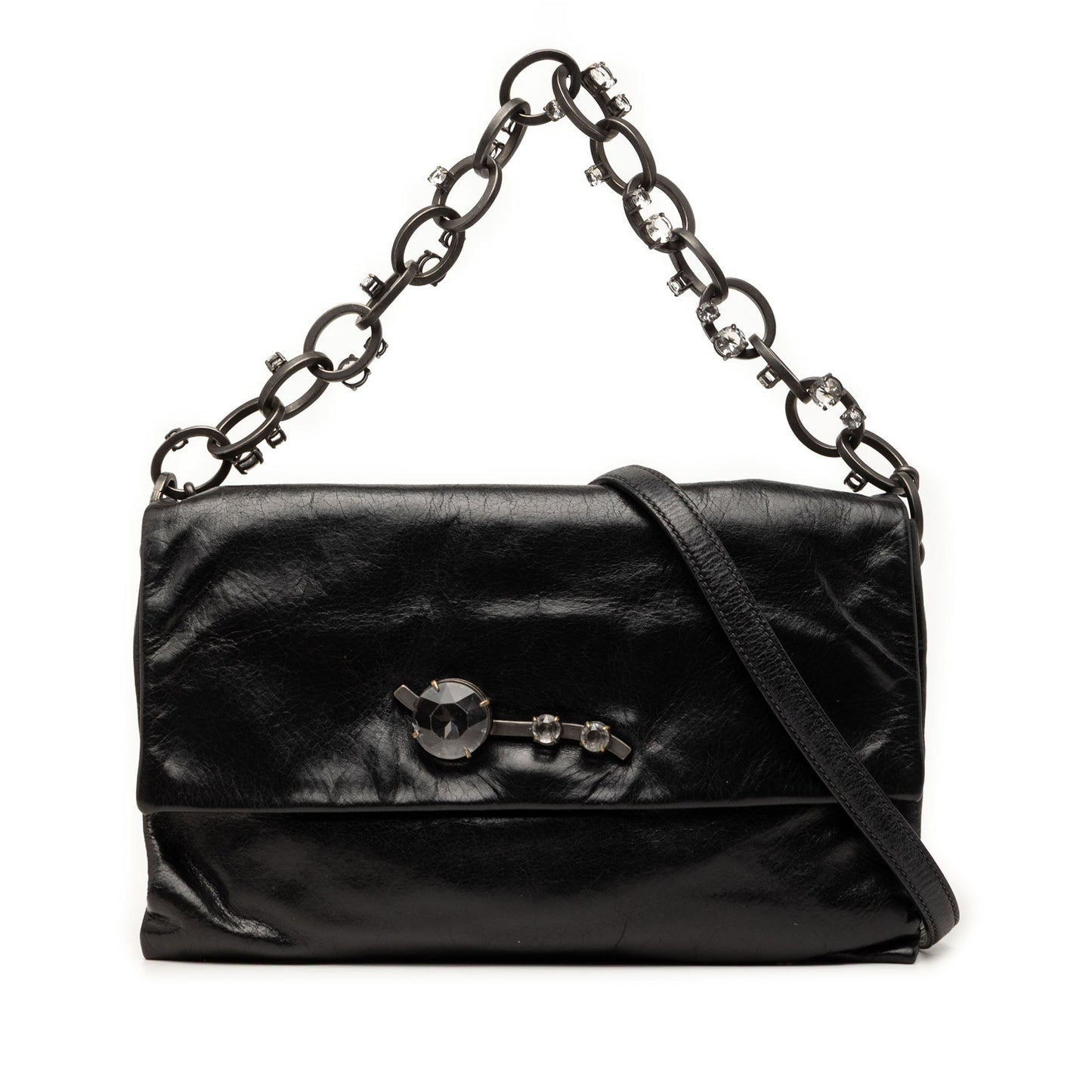 Miu Miu Nappa Crystal Chain Satchel
