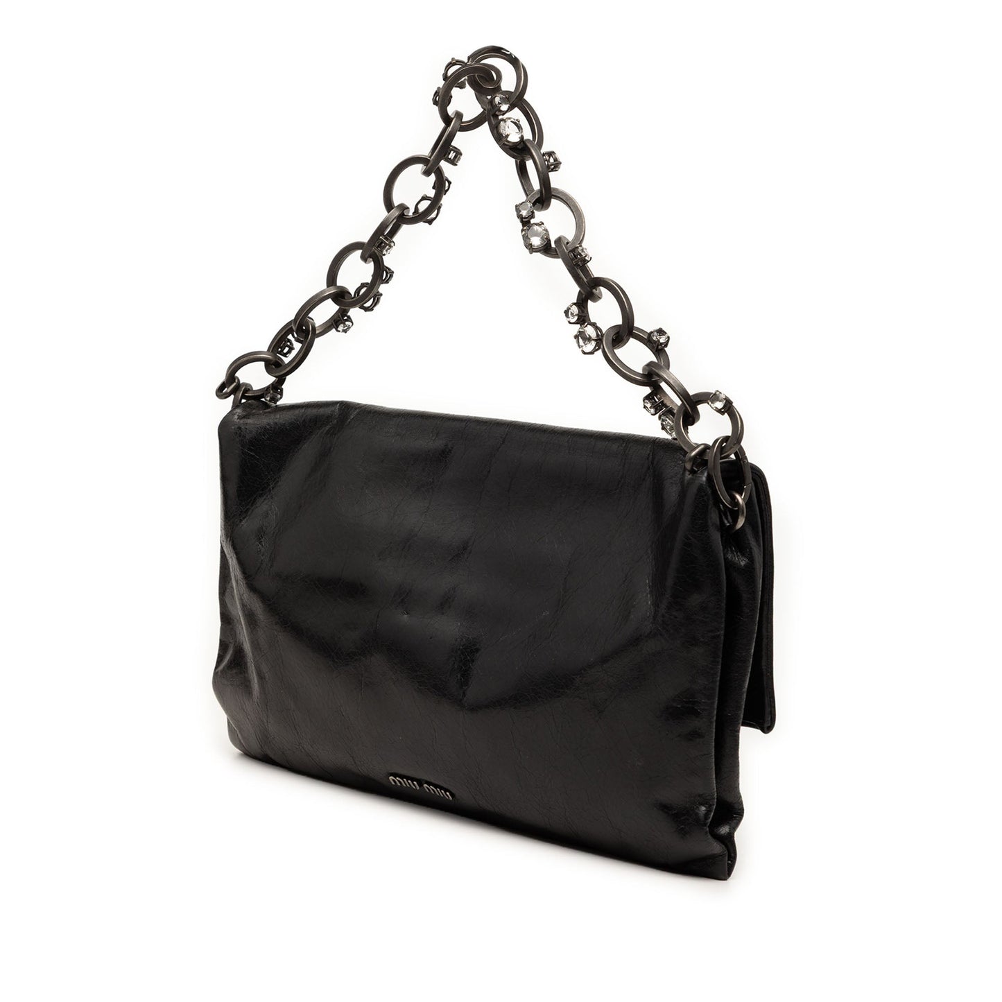 Miu Miu Nappa Crystal Chain Satchel