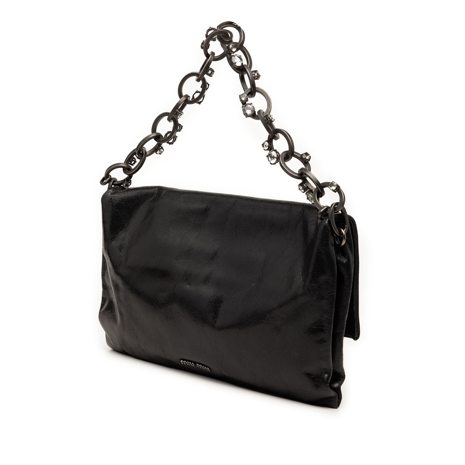 Miu Miu Nappa Crystal Chain Satchel