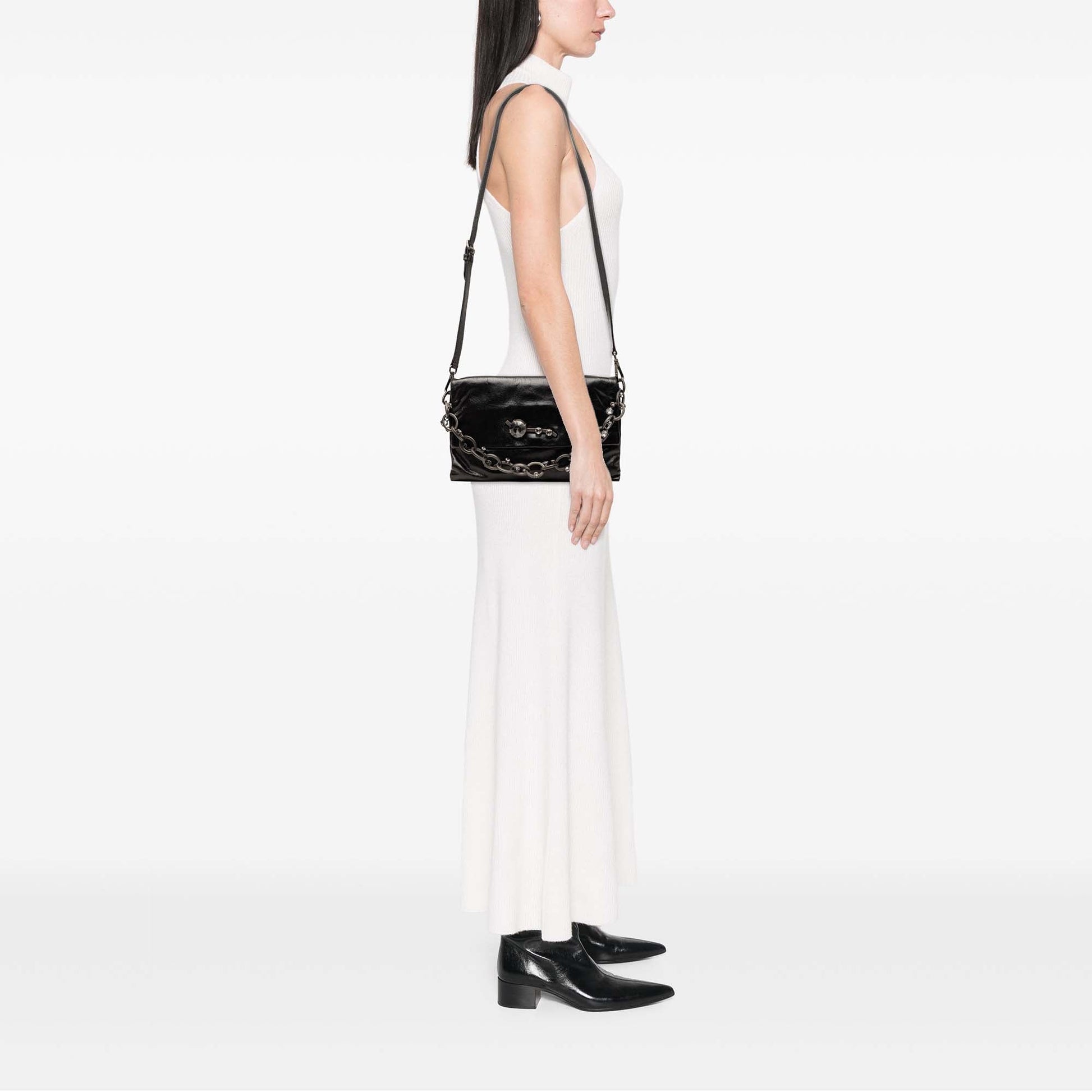 Miu Miu Nappa Crystal Chain Satchel