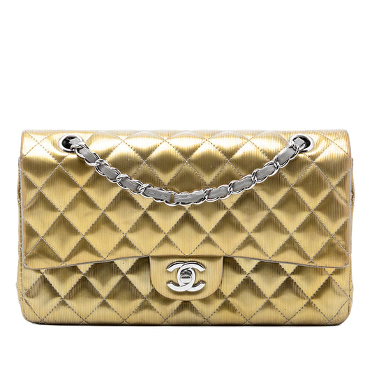 Medium Classic Striated Patent Double Flap