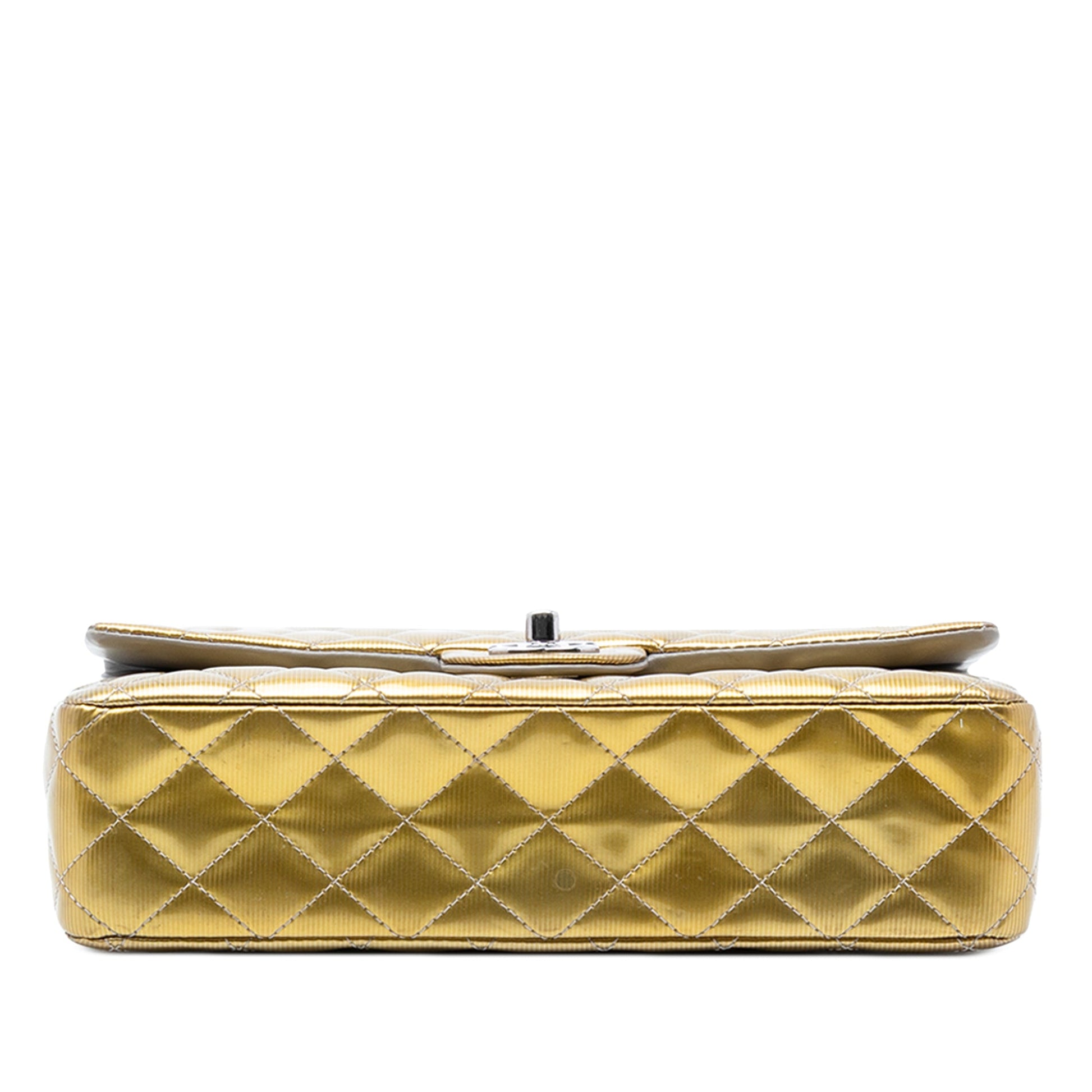 Medium Classic Striated Patent Double Flap