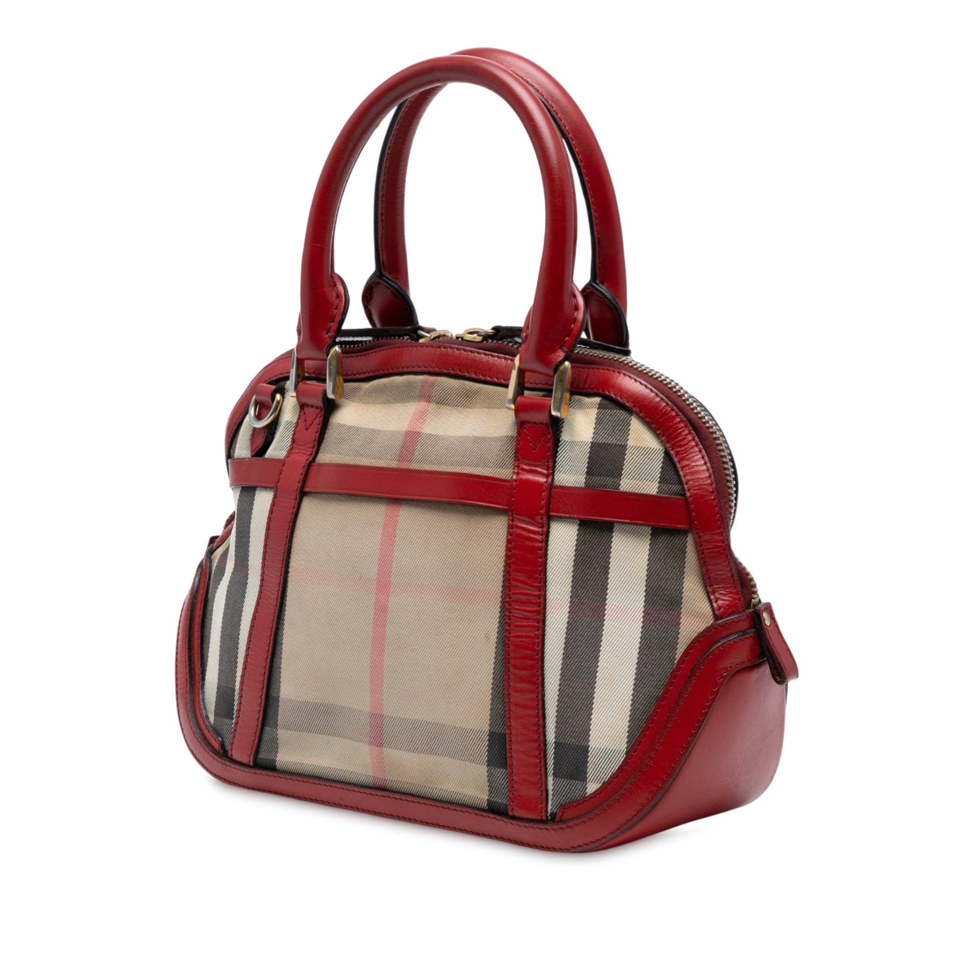 Burberry Small Leather Trimmed House Check Canvas Bridle Orchard Satchel