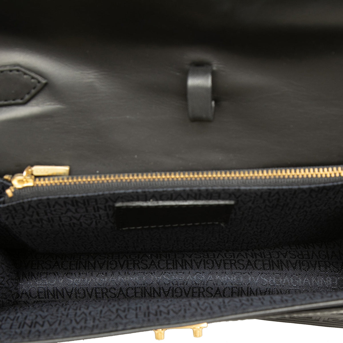 Versace Leather Medusa Sunburst Clutch — Black