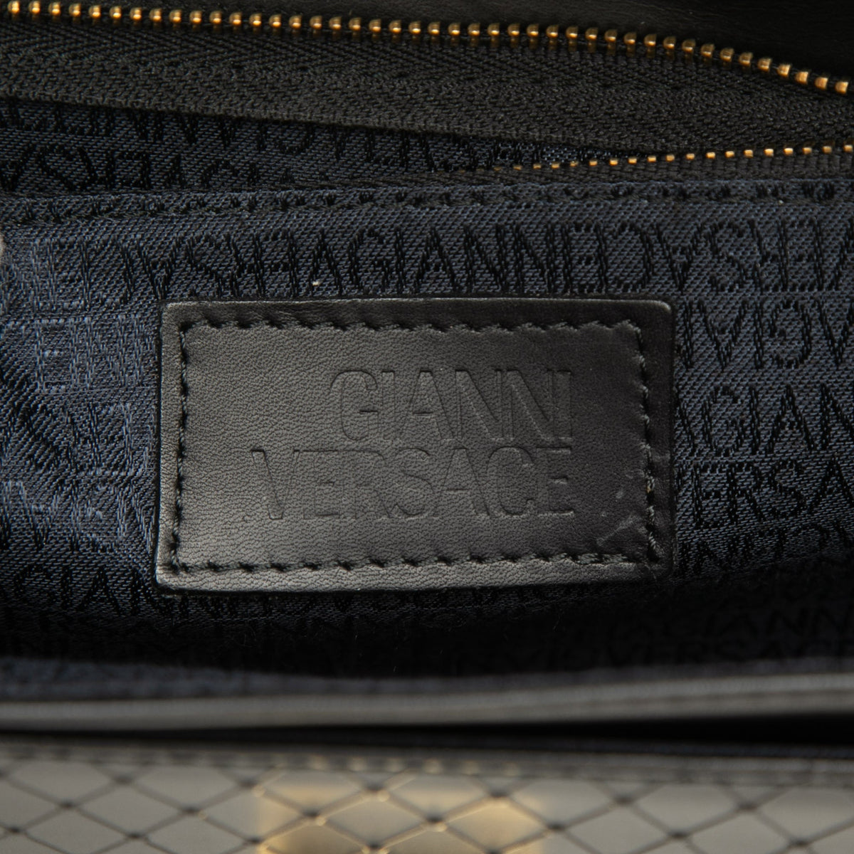 Versace Leather Medusa Sunburst Clutch — Black