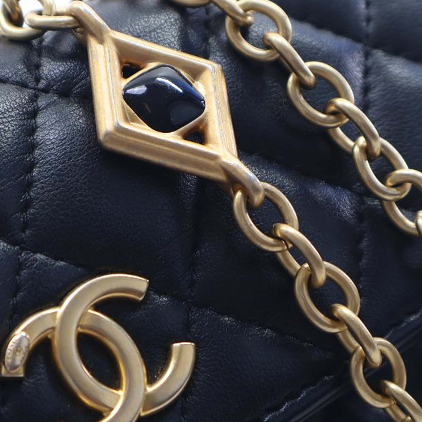 CC Quilted Lambskin Enamel and Pearl Wallet On Chain