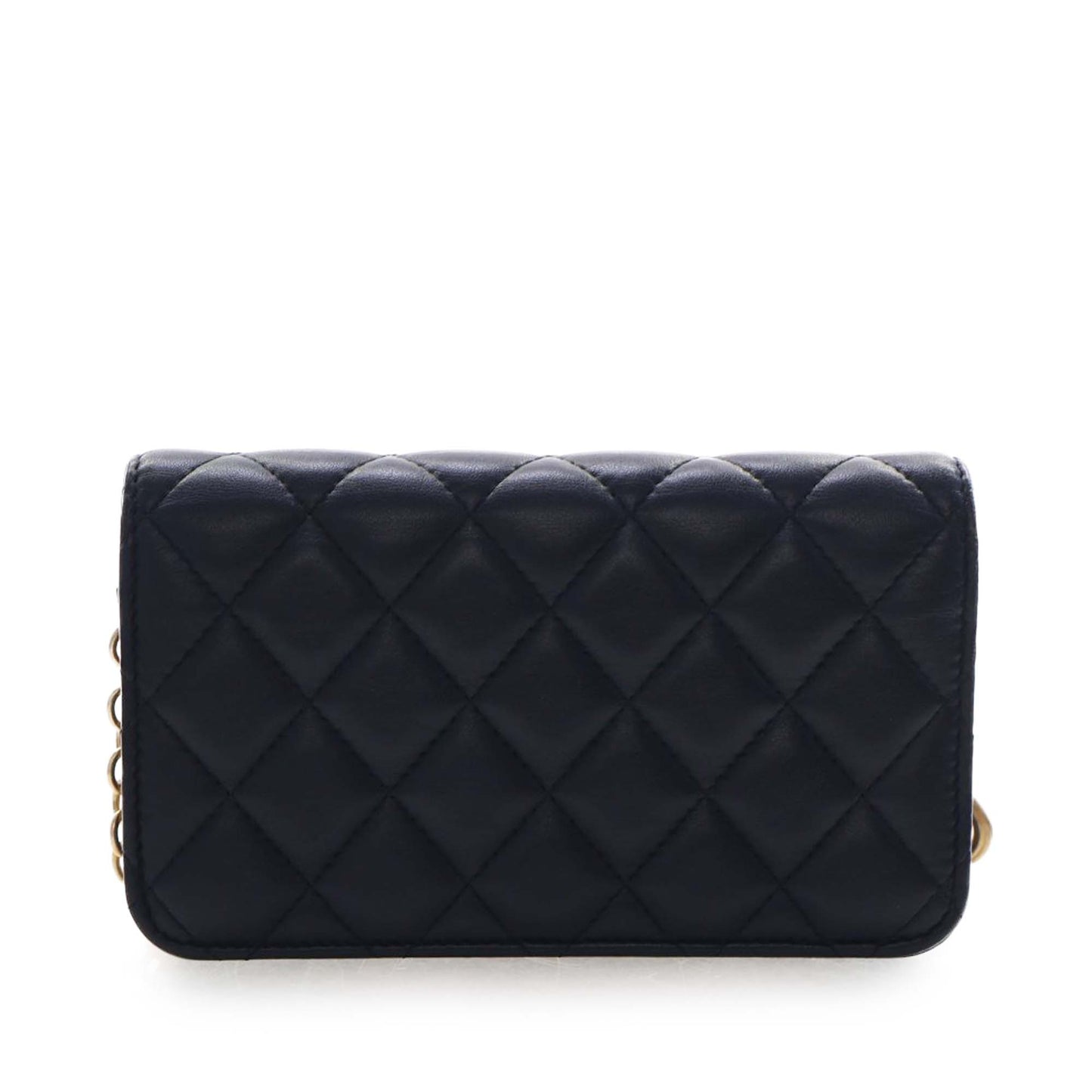 CC Quilted Lambskin Enamel and Pearl Wallet On Chain