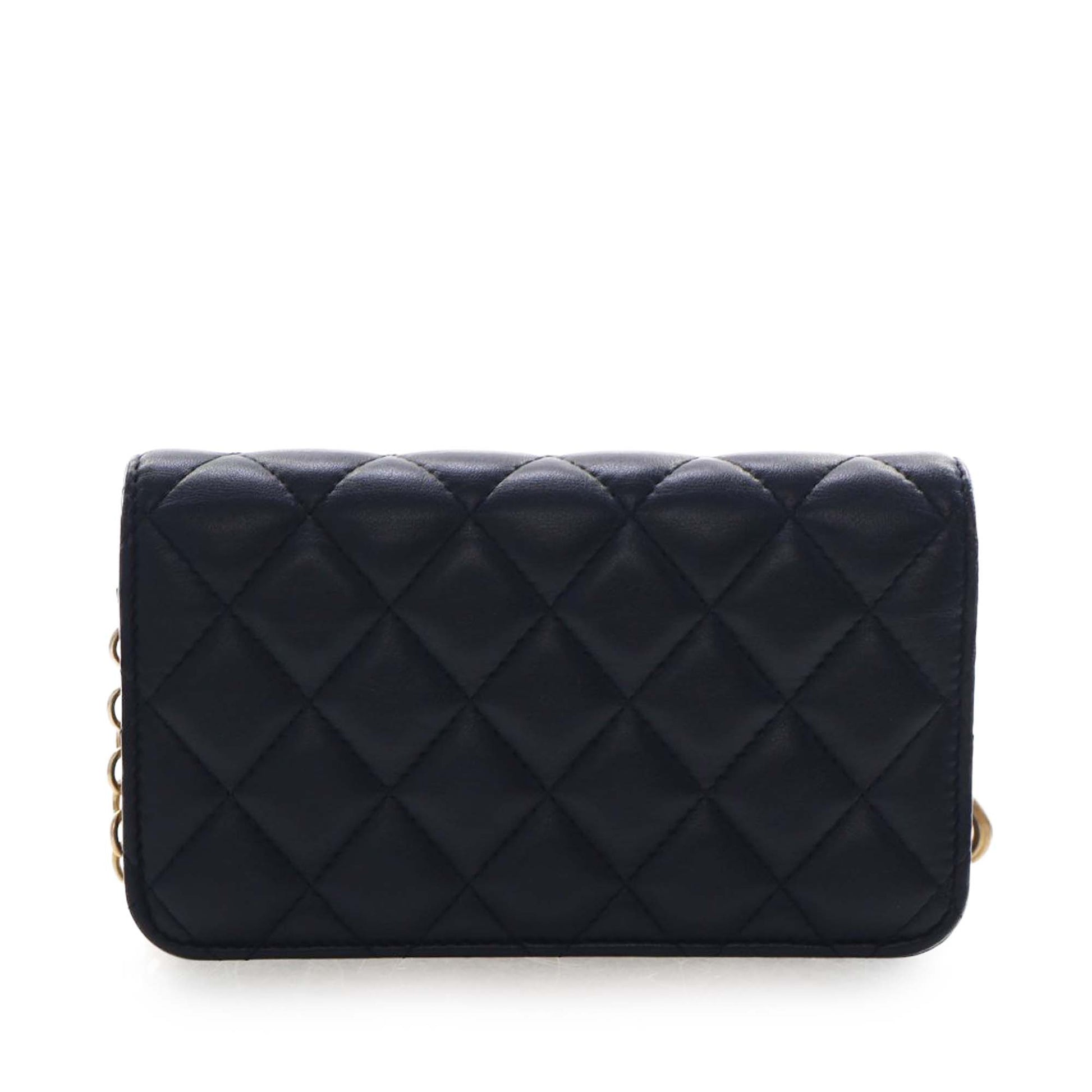 CC Quilted Lambskin Enamel and Pearl Wallet On Chain