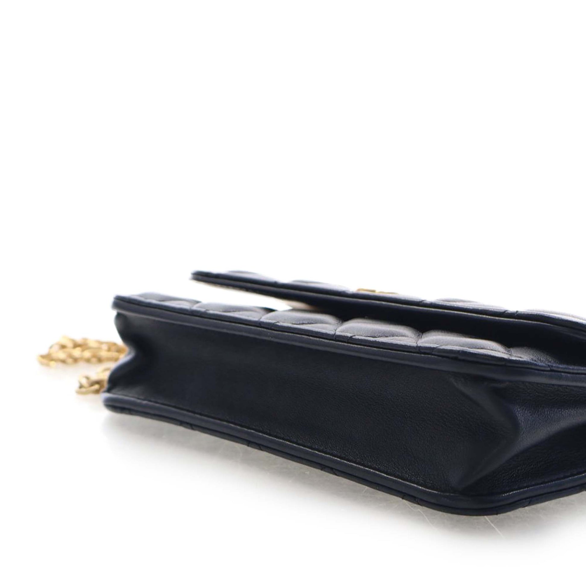 CC Quilted Lambskin Enamel and Pearl Wallet On Chain