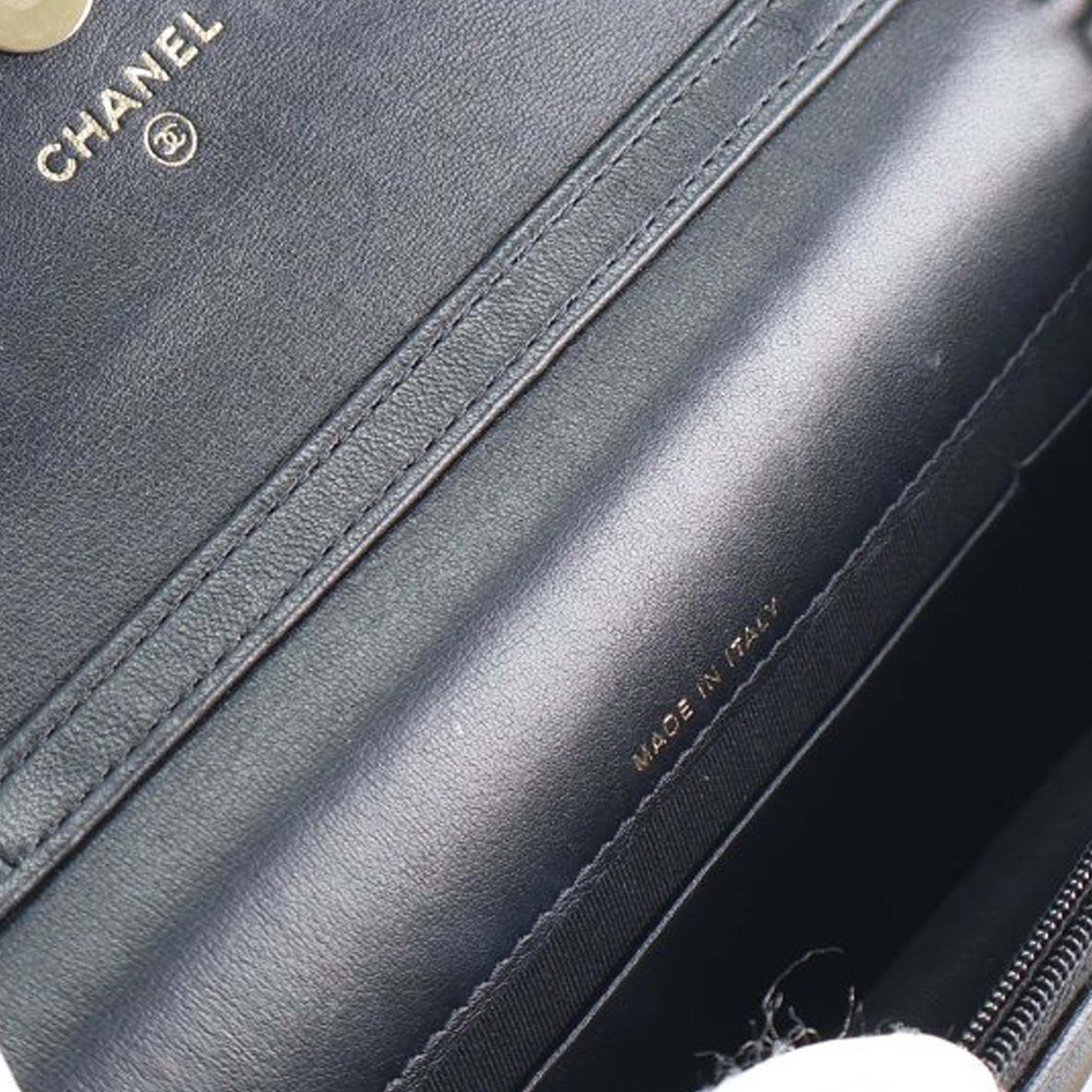 CC Quilted Lambskin Enamel and Pearl Wallet On Chain