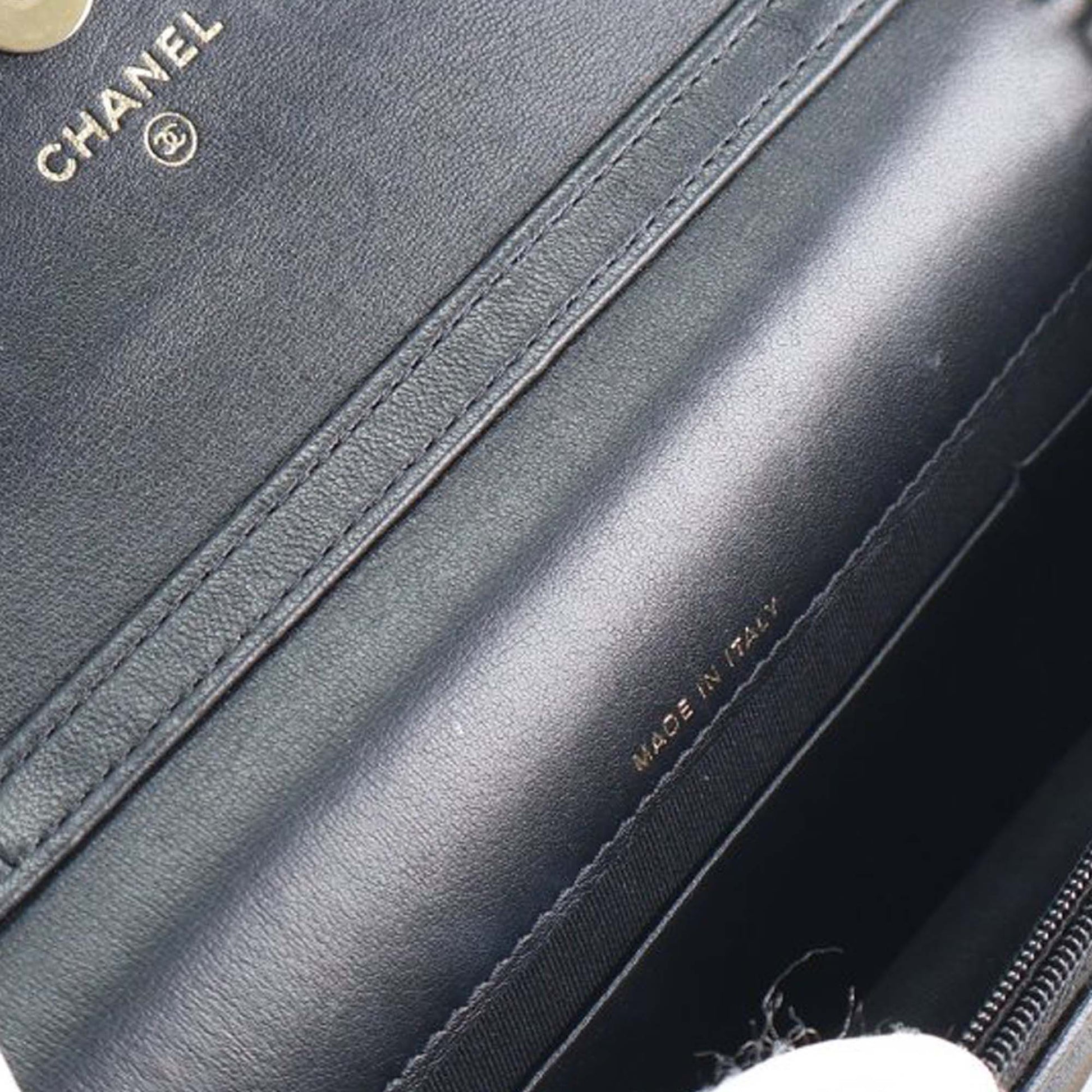 CC Quilted Lambskin Enamel and Pearl Wallet On Chain