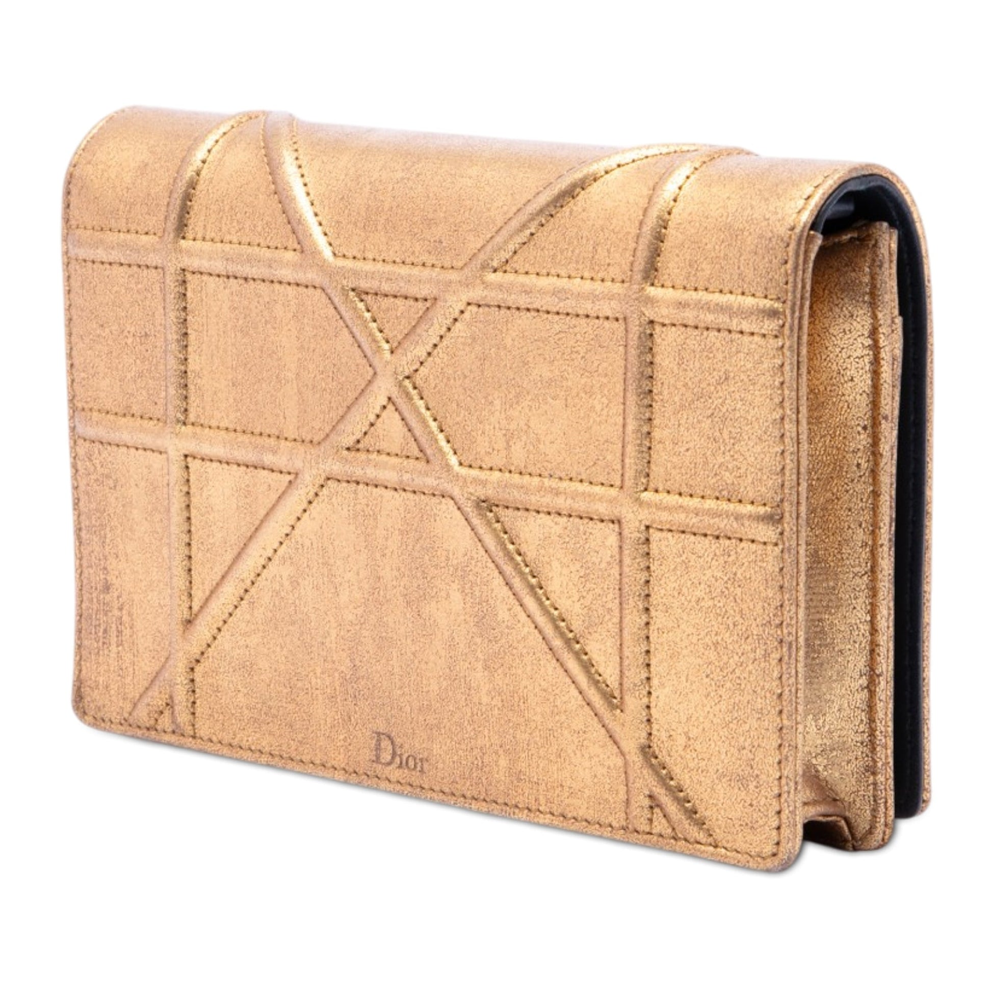 Dior Metallic Calfskin Diorama Wallet on Chain