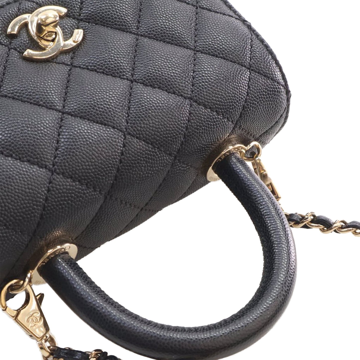 Chanel Extra Mini Quilted Caviar Coco Top Handle Bag