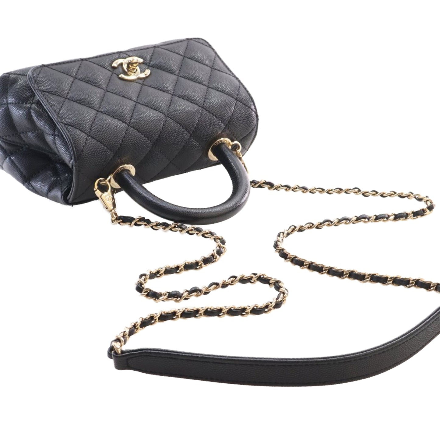 Chanel Extra Mini Quilted Caviar Coco Top Handle Bag