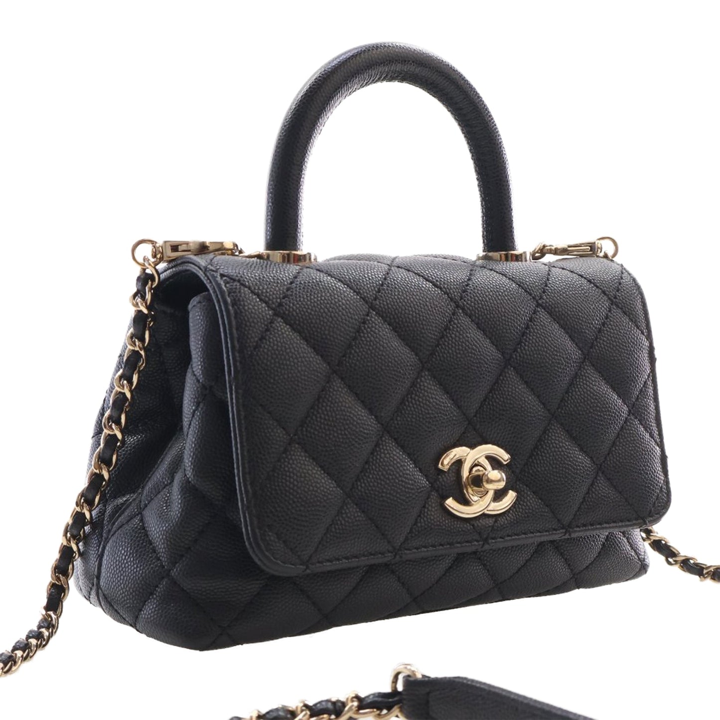 Chanel Extra Mini Quilted Caviar Coco Top Handle Bag