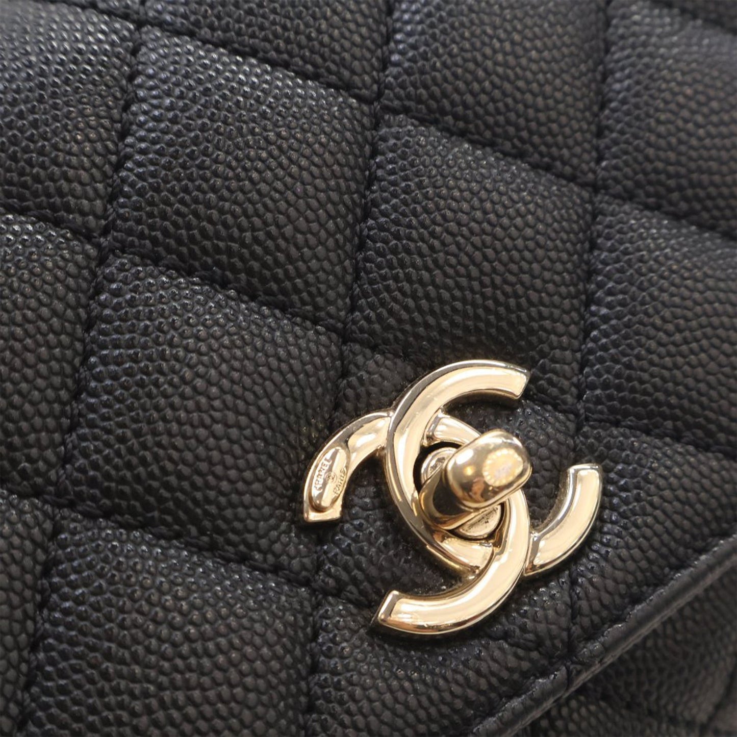 Chanel Extra Mini Quilted Caviar Coco Top Handle Bag