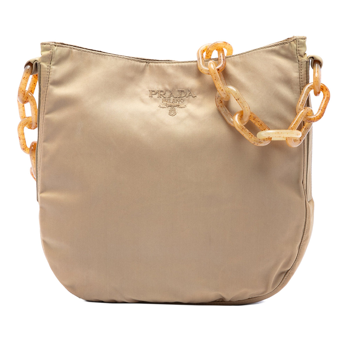 Prada Tessuto Resin Chain Shoulder Bag — Beige