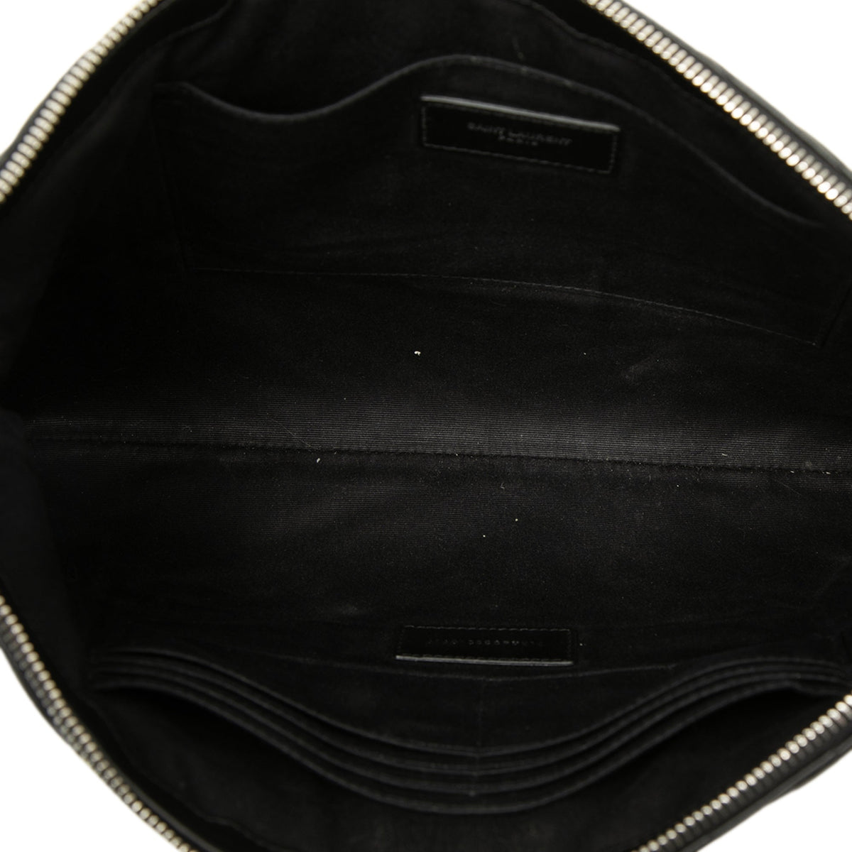 Saint Laurent Chevron Leather Monogram Document Holder — Black
