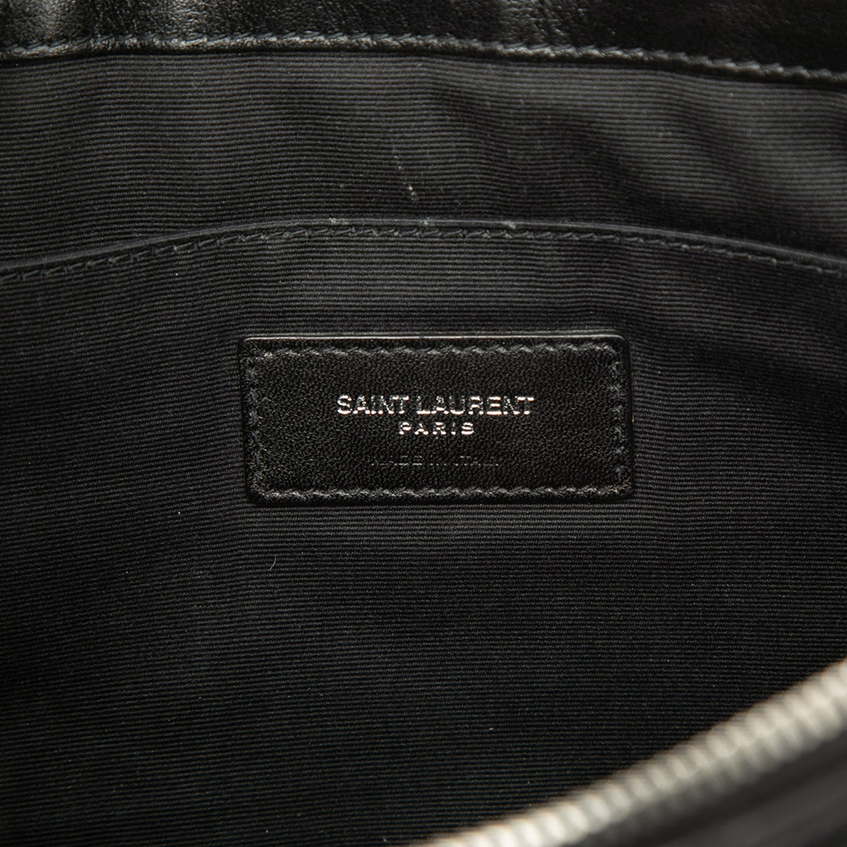 Saint Laurent Chevron Leather Monogram Document Holder — Black