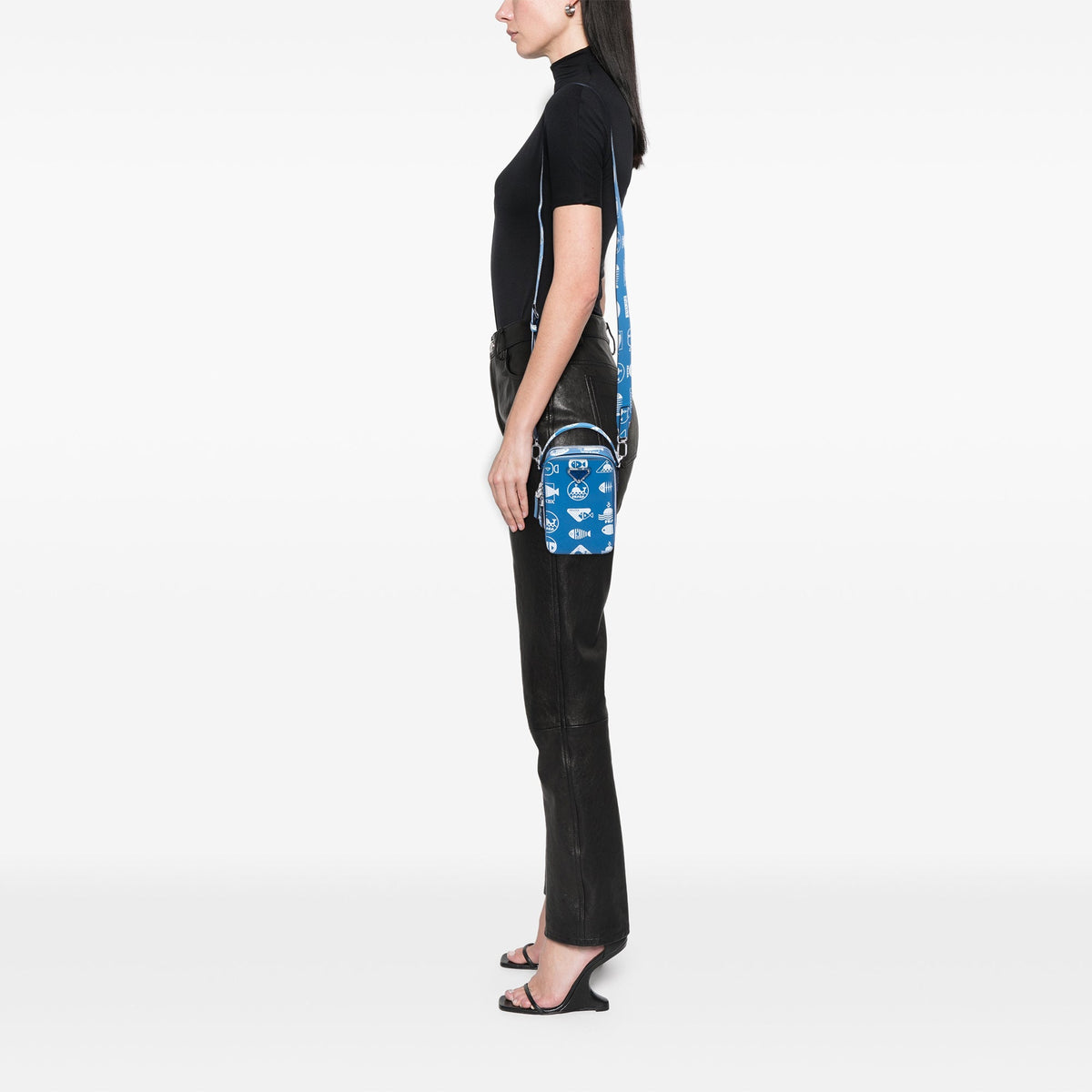 Prada Saffiano Whale Brique Vertical Crossbody