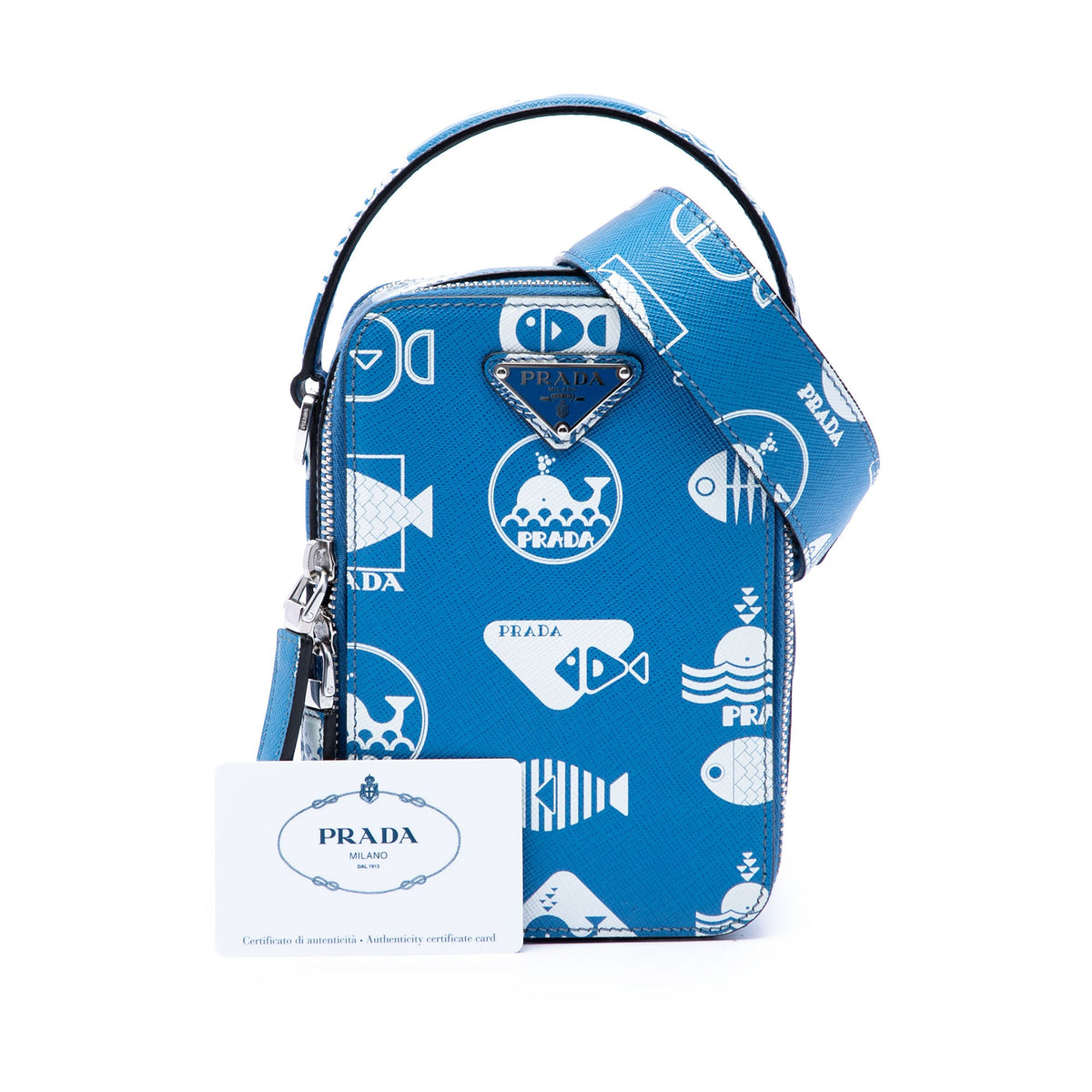 Prada Saffiano Whale Brique Vertical Crossbody