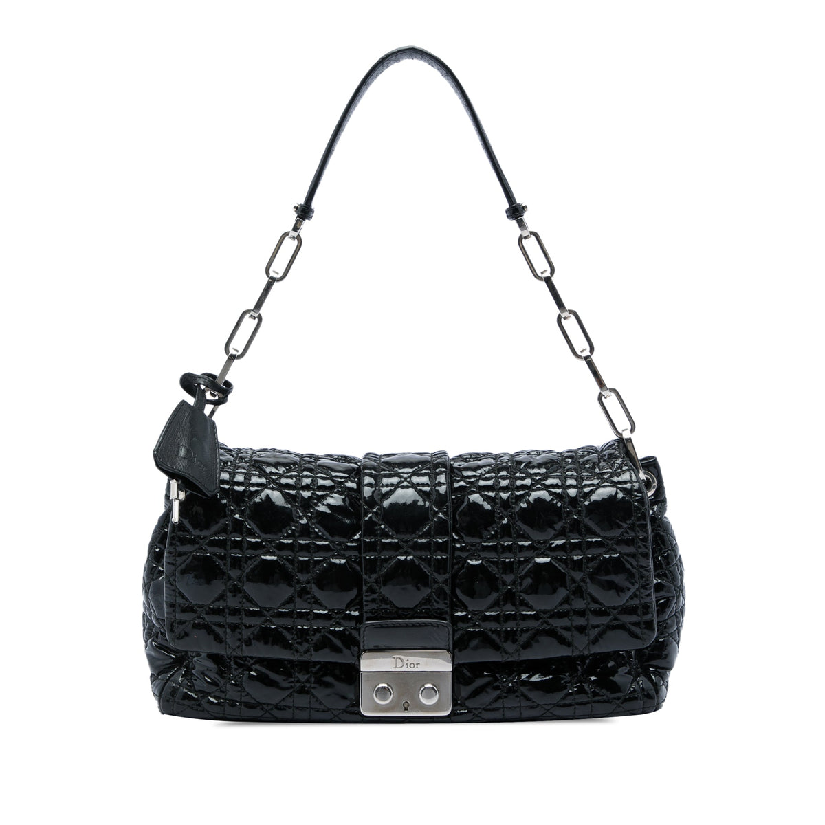 Dior Patent Cannage New Lock Shoulder Bag — Black