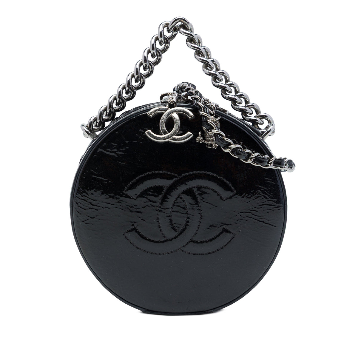 Chanel Patent Leather Round As Earth Crossbody — Black