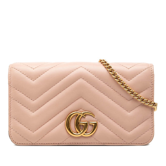 Gucci Mini GG Marmont Matelasse Calfskin Wallet On Chain