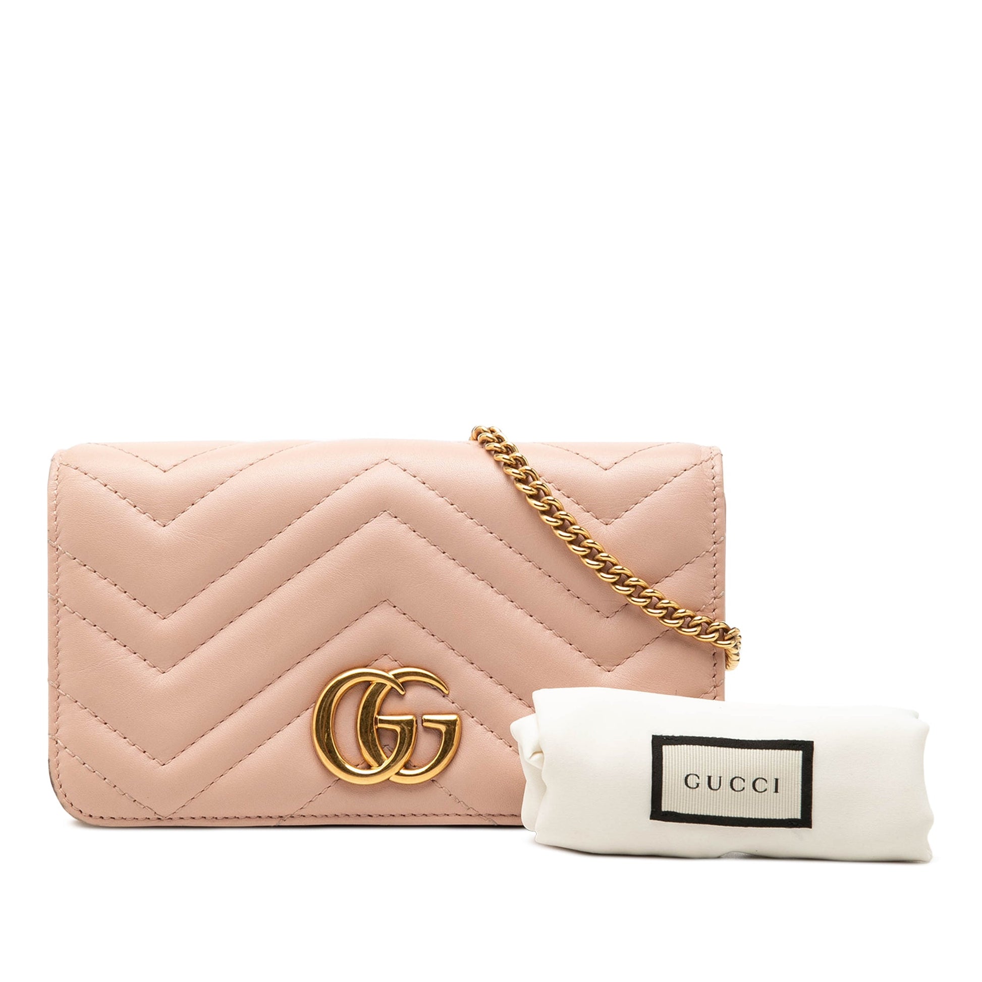 Gucci Mini GG Marmont Matelasse Calfskin Wallet On Chain