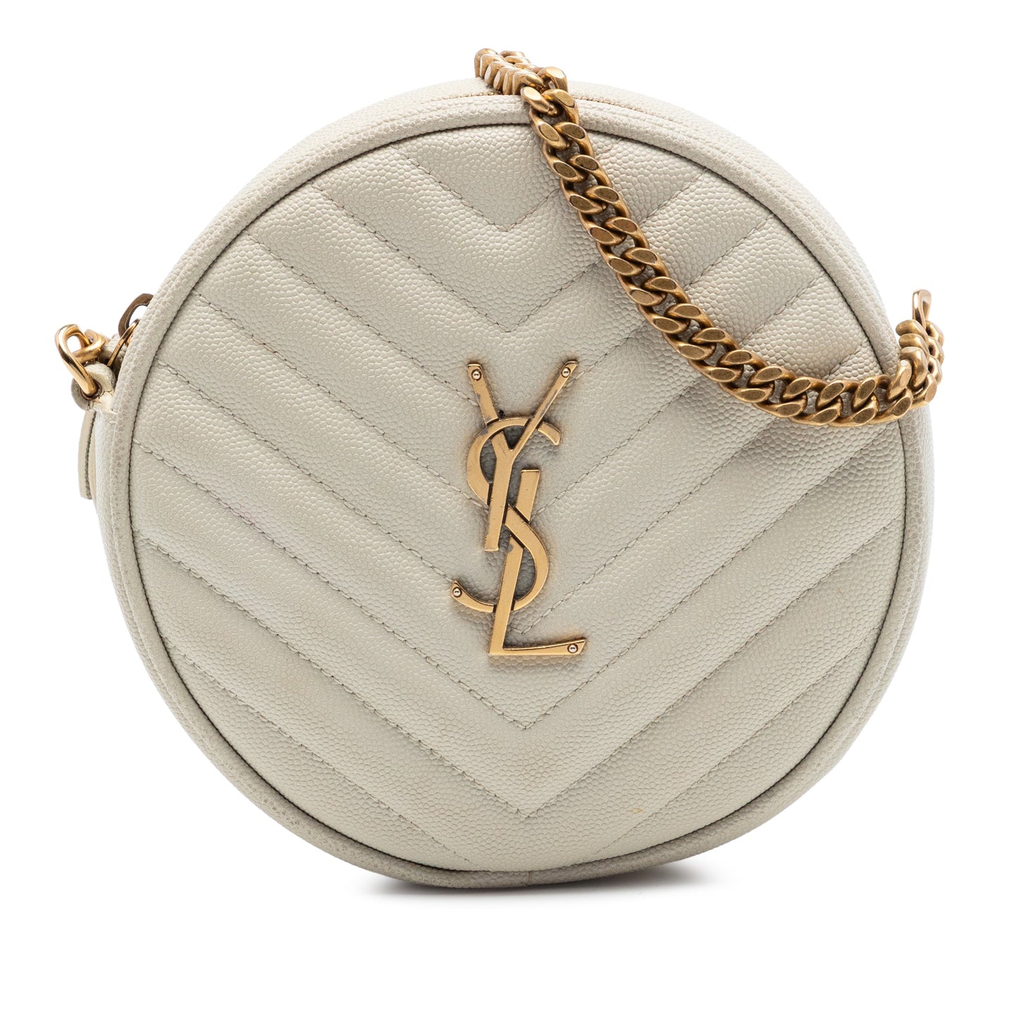 Saint Laurent Grain De Poudre Chevron Round Vinyle Camera Bag