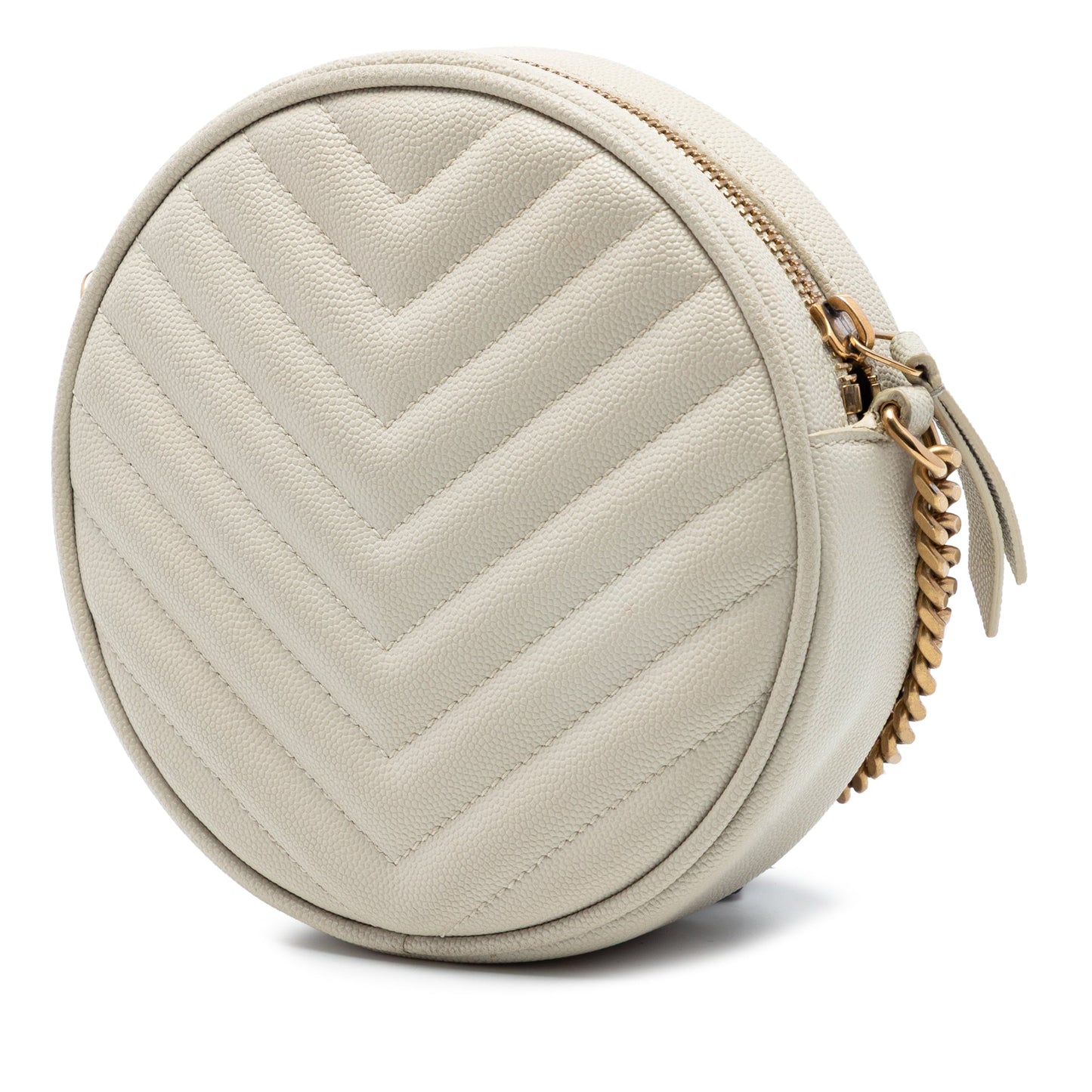 Saint Laurent Grain De Poudre Chevron Round Vinyle Camera Bag