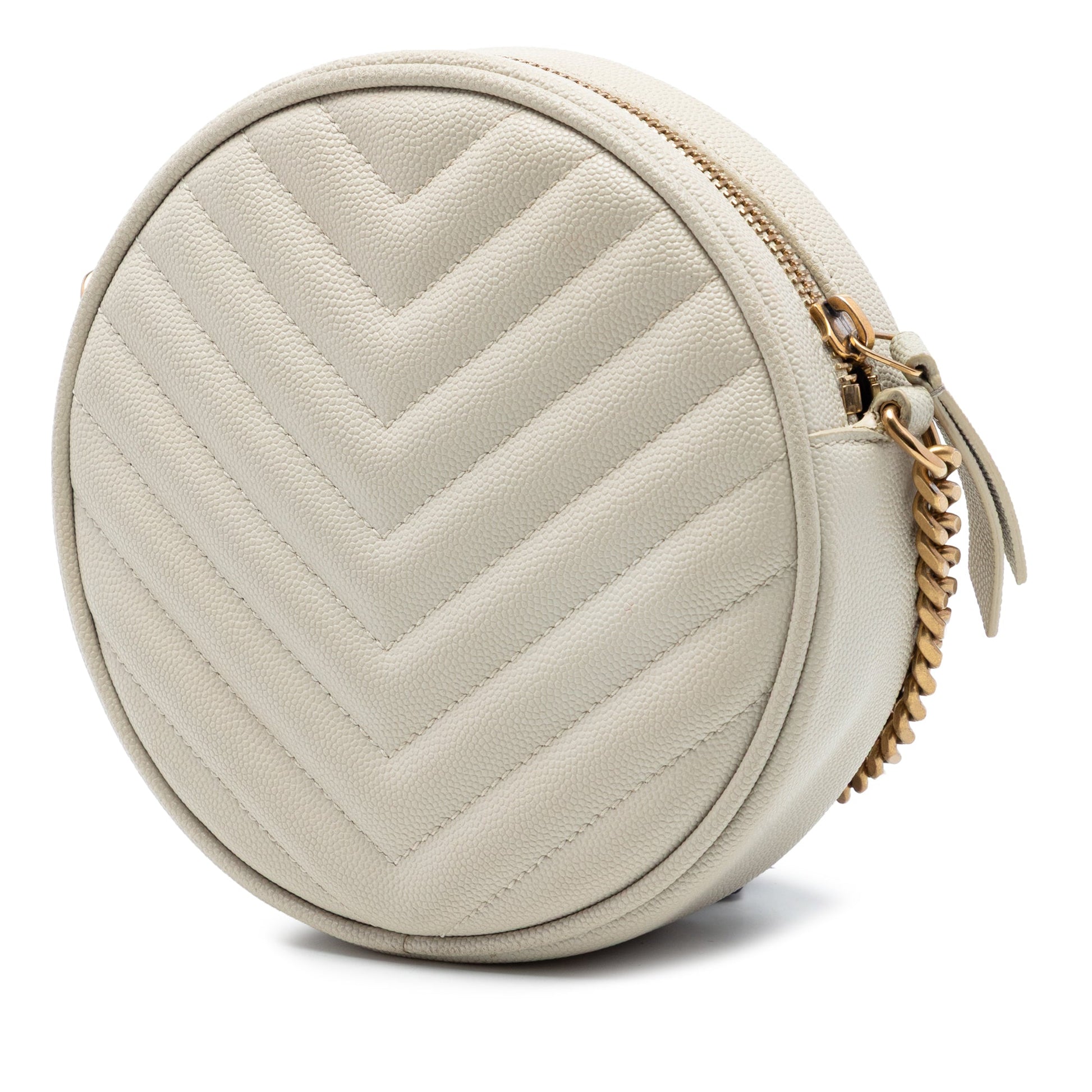 Saint Laurent Grain De Poudre Chevron Round Vinyle Camera Bag