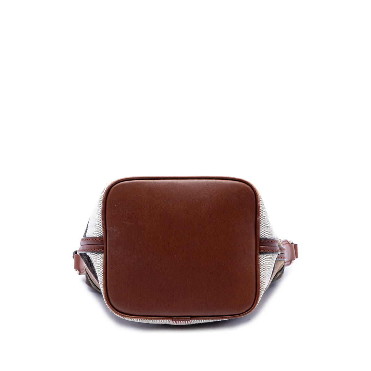 Burberry Mini Mega Check Canvas Camouflage Ashby Tassel Bucket Bag — Brown