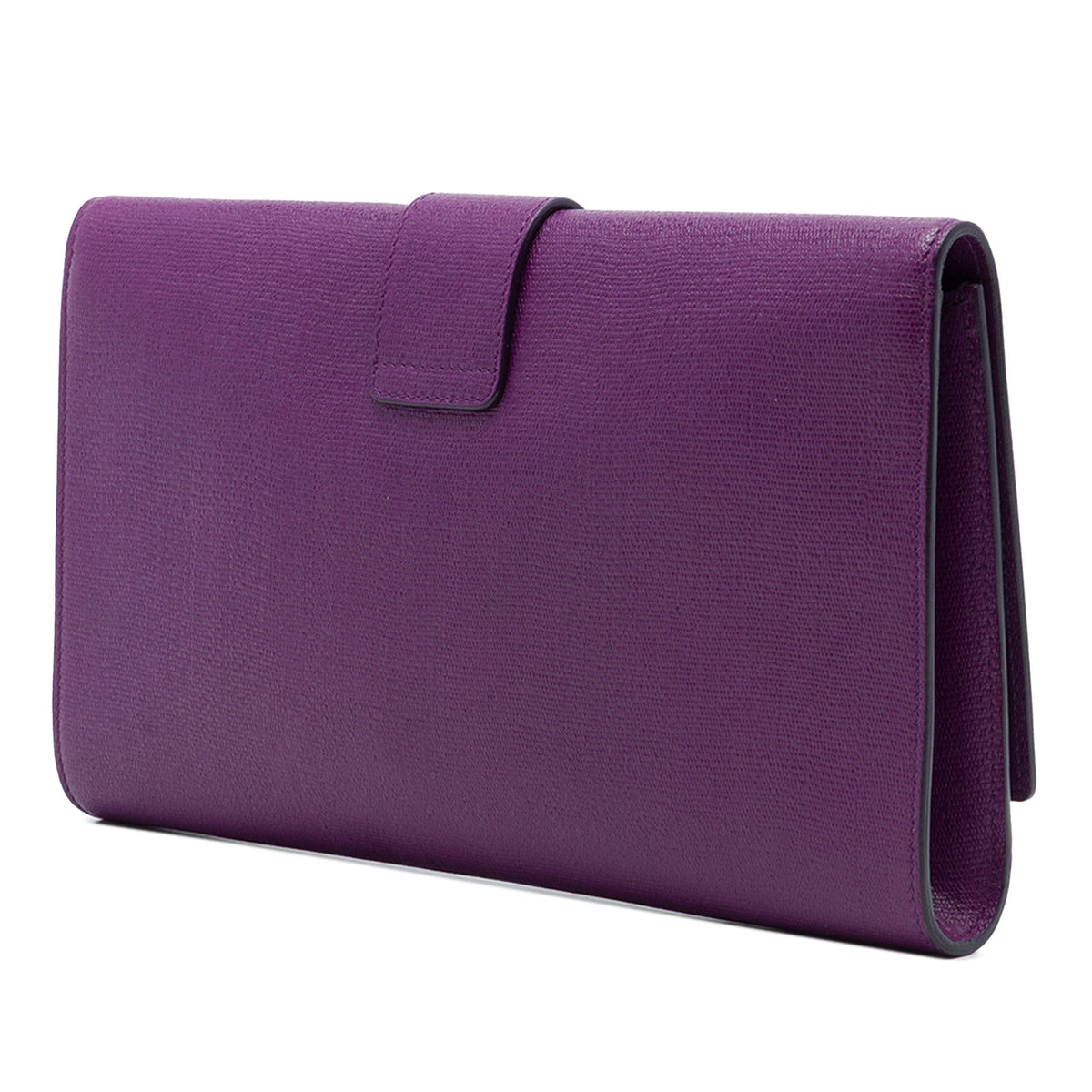 Saint Laurent Textured Leather Chyc Ligne Clutch — Purple