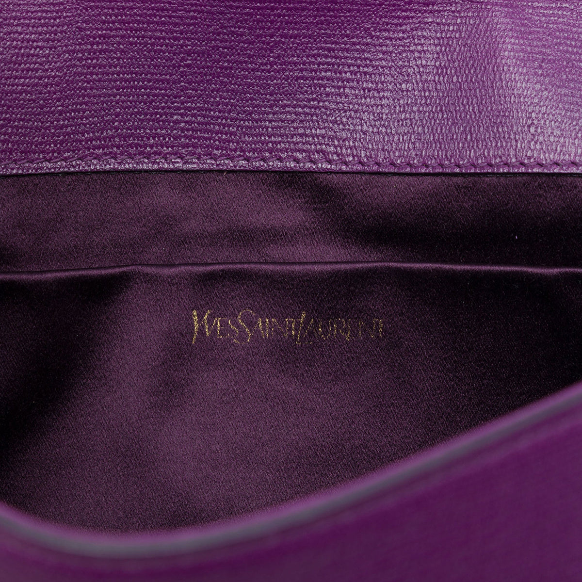 Saint Laurent Textured Leather Chyc Ligne Clutch — Purple