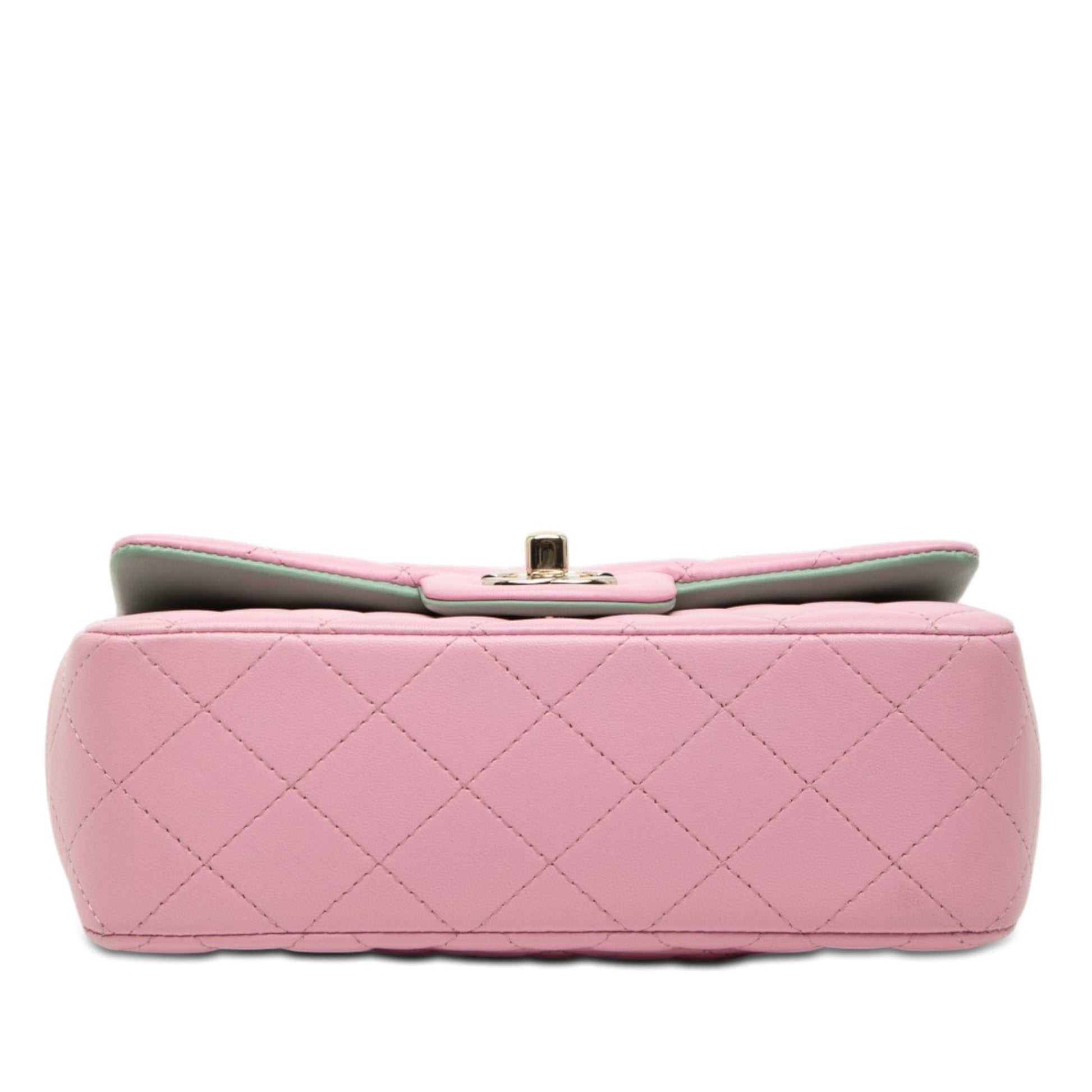 Chanel Mini Rectangular Bicolor Quilted Lambskin Top Handle Flap