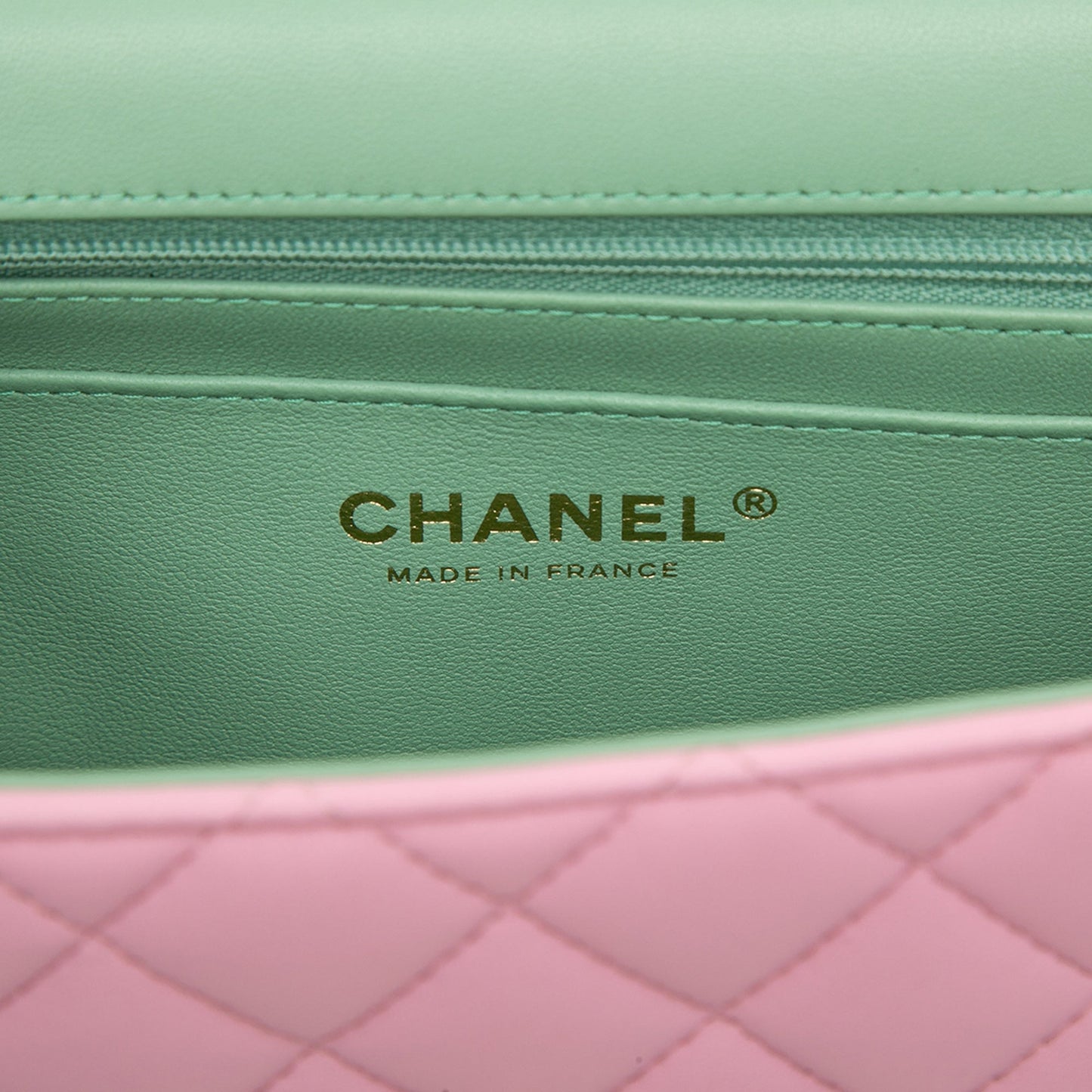 Chanel Mini Rectangular Bicolor Quilted Lambskin Top Handle Flap