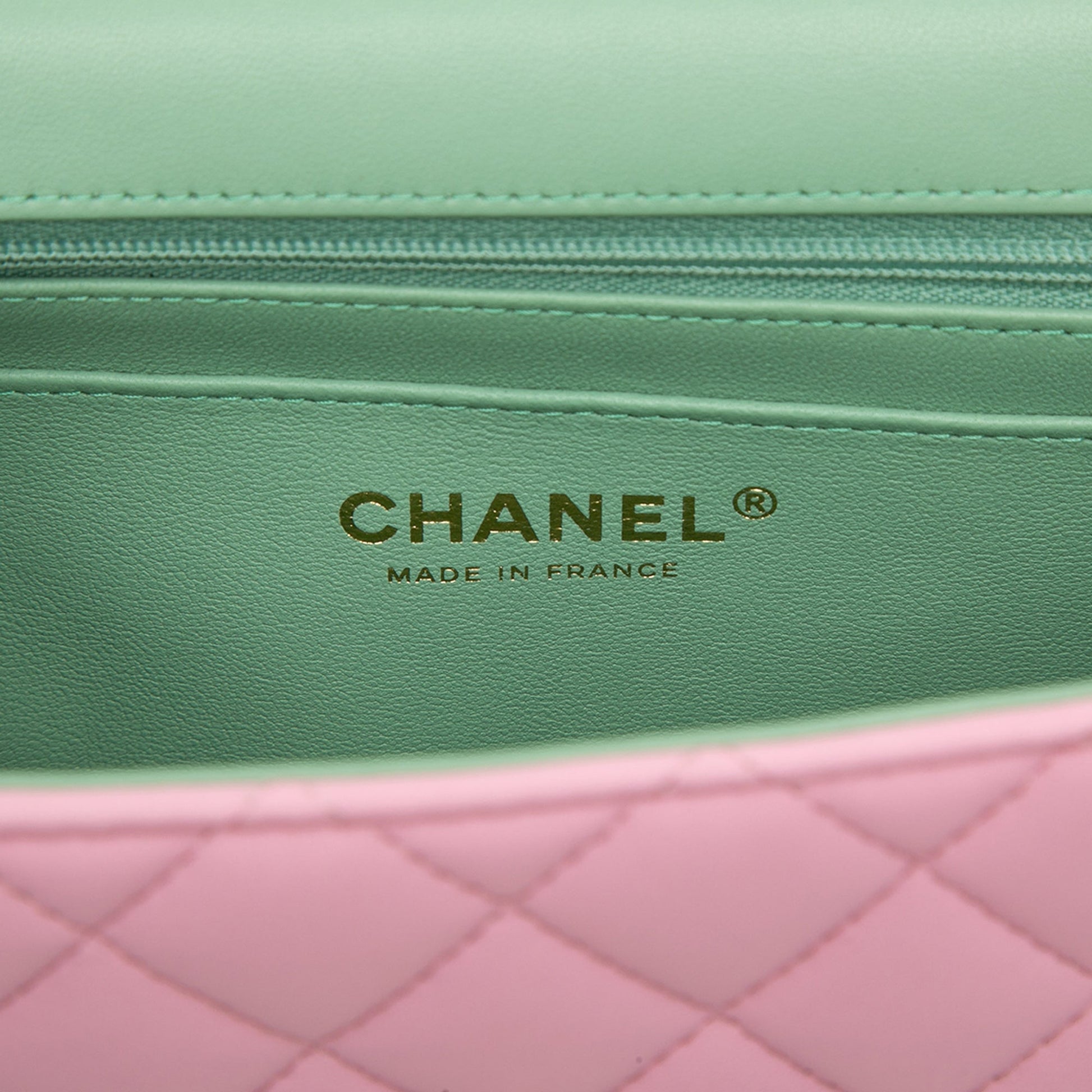 Chanel Mini Rectangular Bicolor Quilted Lambskin Top Handle Flap
